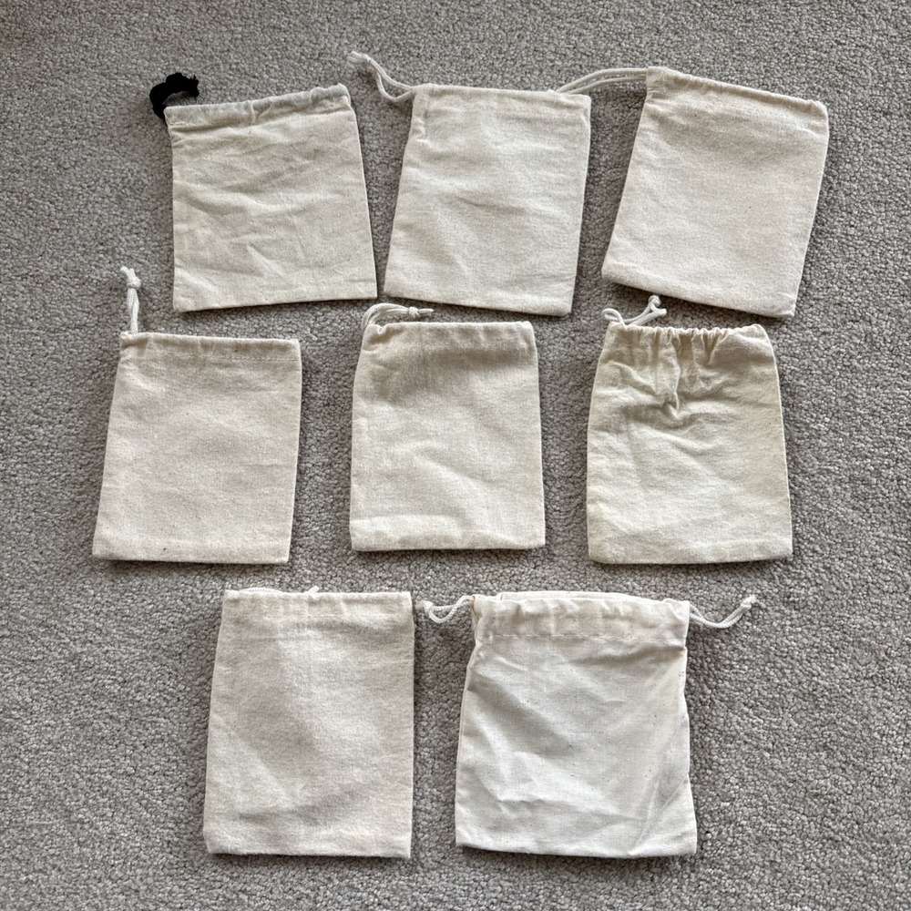 Lot of 8 J.Crew cotton dust bags pouch drawstring 4"x4" - Picture 7 of 7
